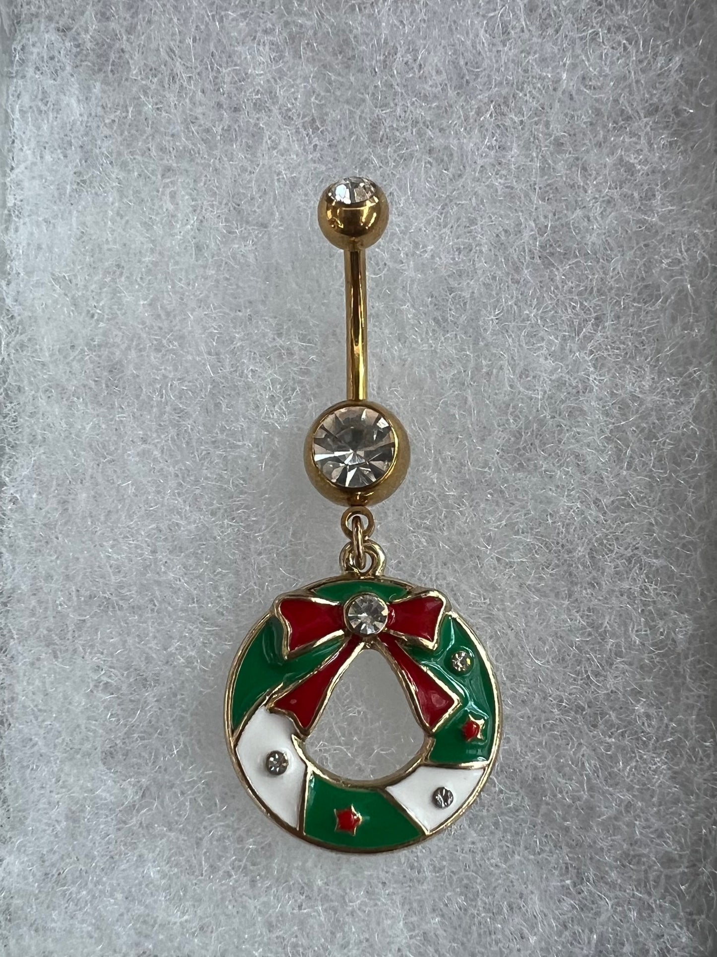 Christmas Wreath Dangle Belly Ring