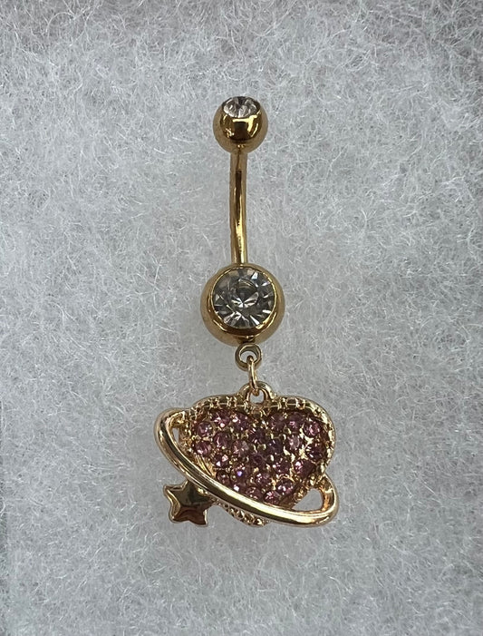 Heart Saturn Dangle Belly Ring