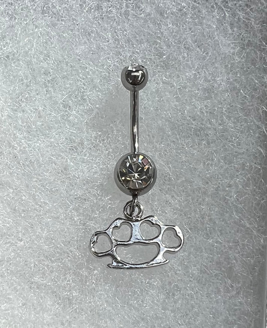 Brass Knuckles Dangle Belly Ring