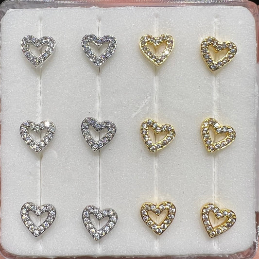 Blinged Out Open Heart L-Bent Nose Stud Surgical Steel 20g