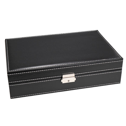 Big Jewelry Storage Box Black Leatherette