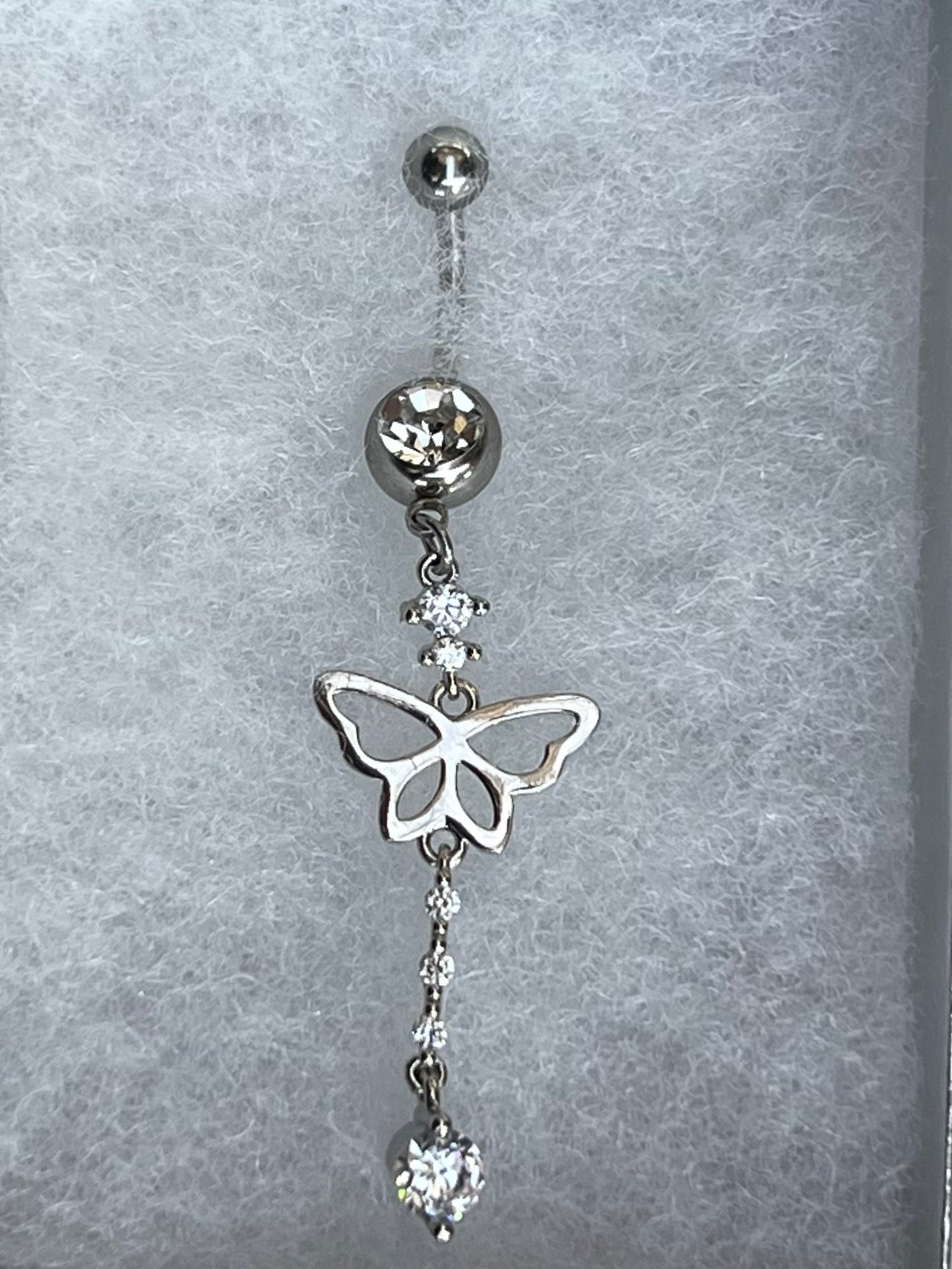 CZ Butterfly Dangle Belly Ring