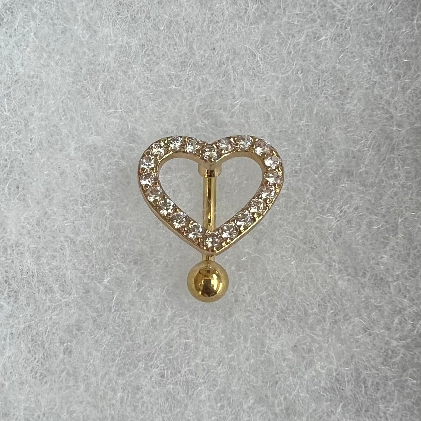 Over-Hang Heart CZ Belly Ring