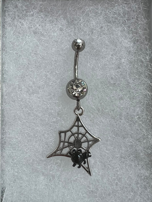 Spider in Web Dangle Belly Ring