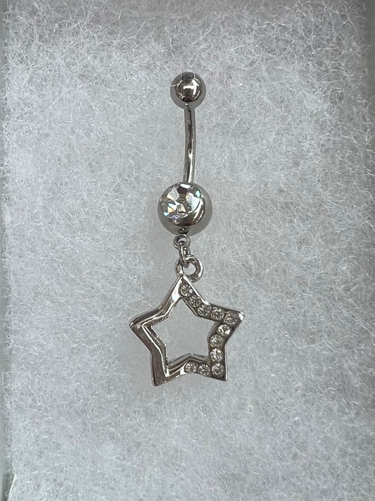 Open Star Dangle Belly Ring Large Charm