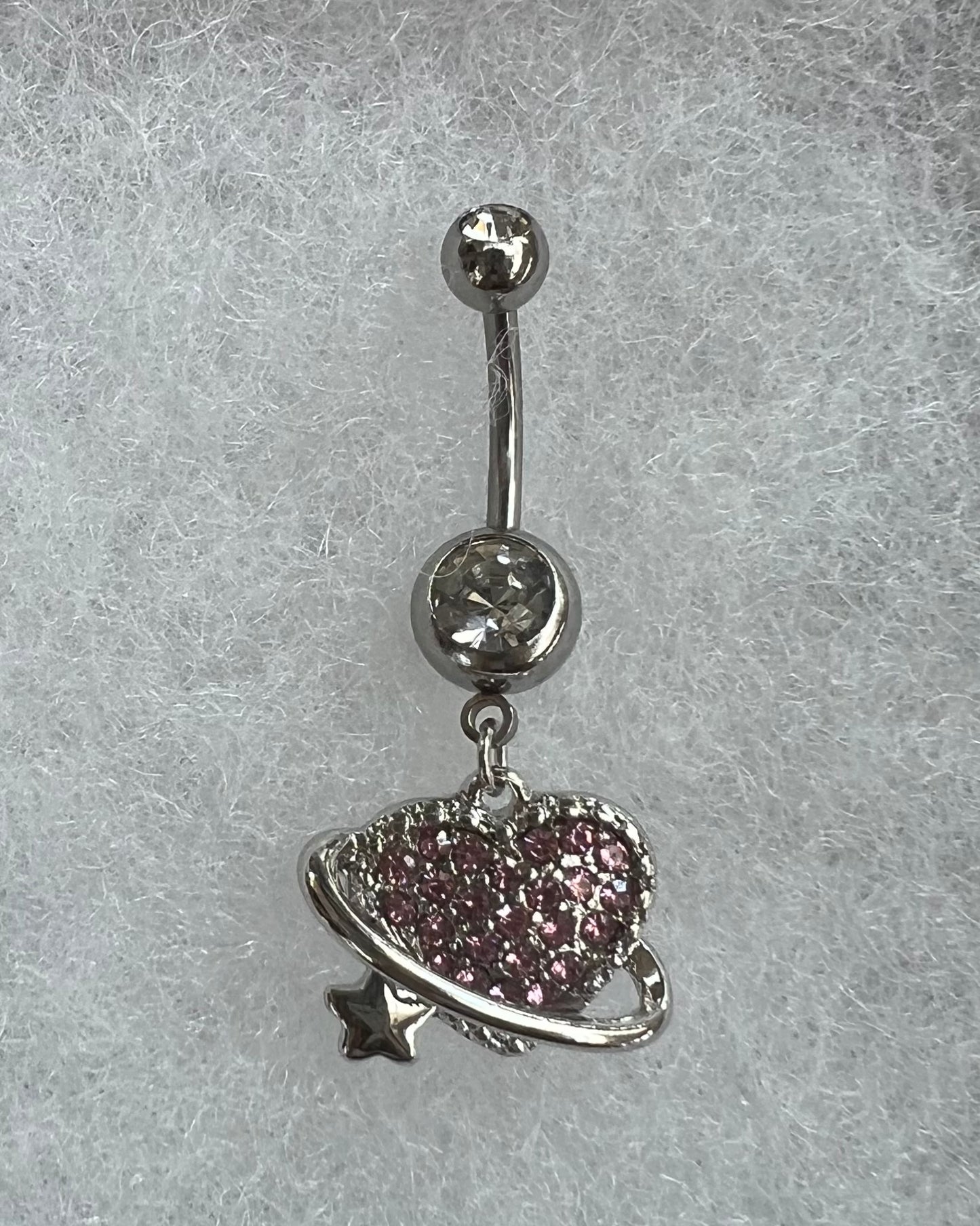 Heart Saturn Dangle Belly Ring