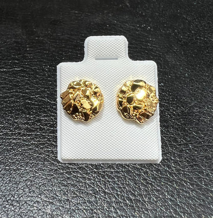 Circle Nugget Earrings Gold Plated