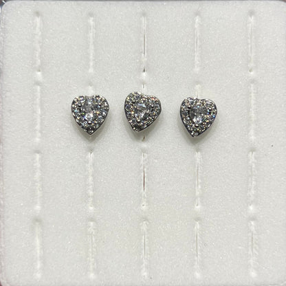 Full Bling Heart L Bent Nose Stud Surgical Steel 20g