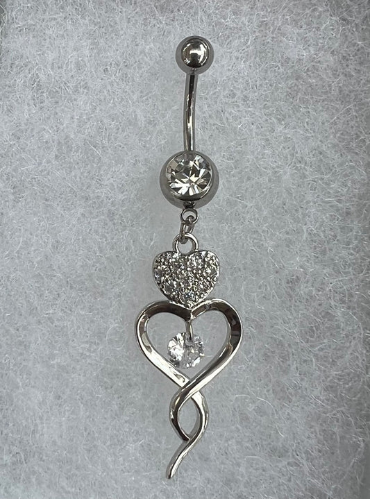 Double Heart Dangle Belly Ring