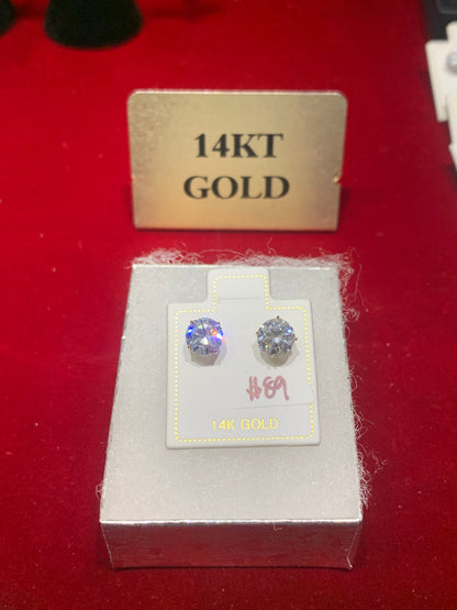 14kt Gold CZ Screwback Stud Earrings