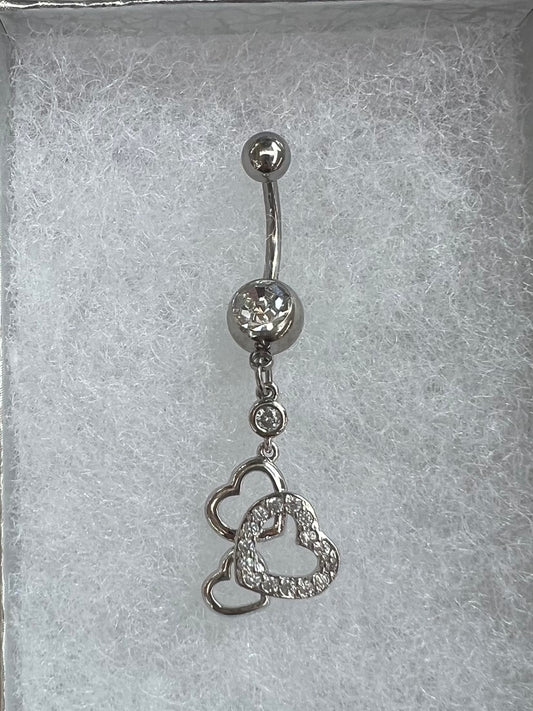 Tri-Heart Dangle Belly Ring