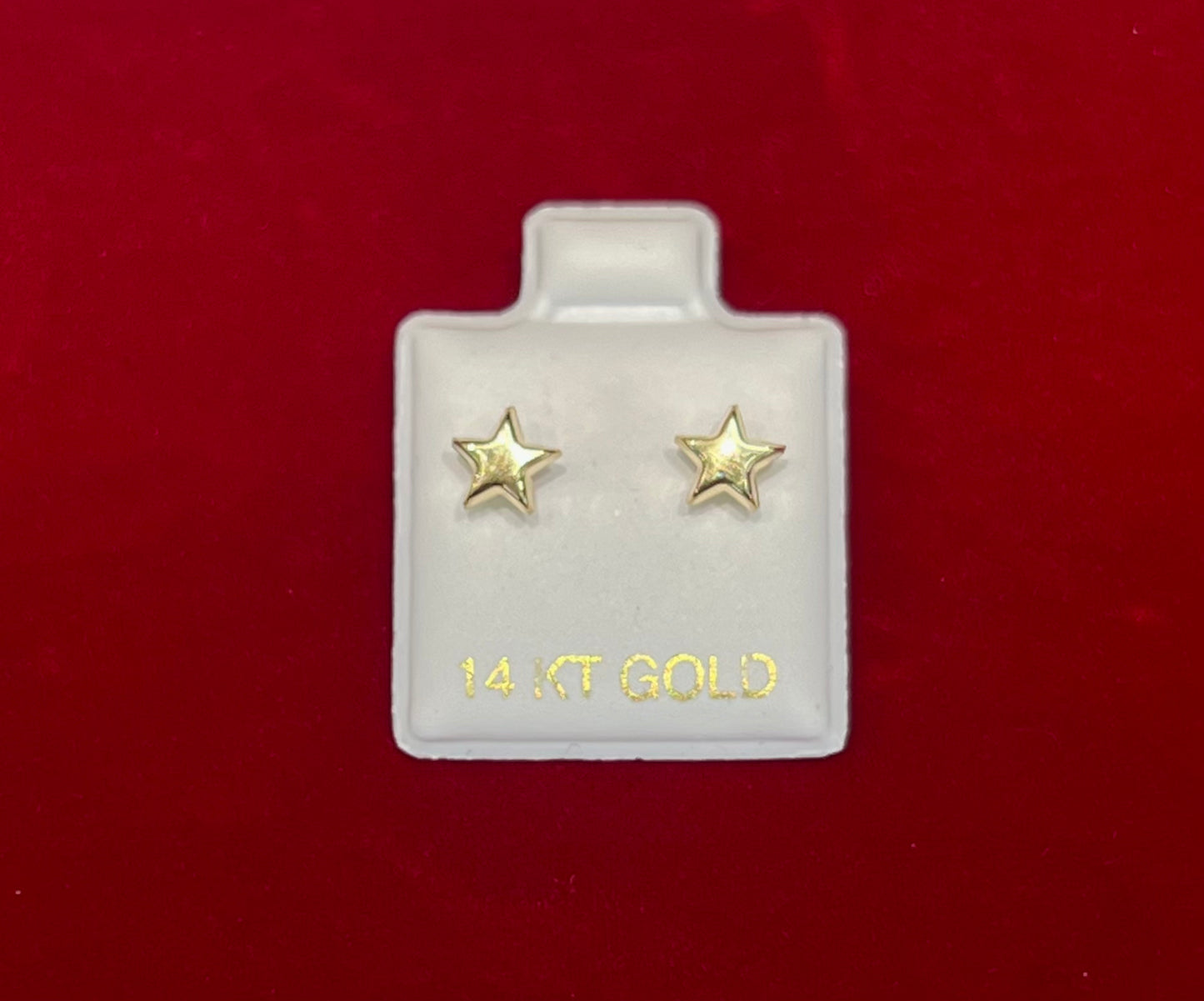 Star 14kt Solid Gold Stud Earrings
