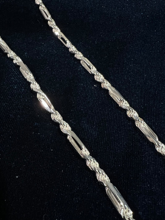 4mm Figarope/Peruvian Link Sterling Silver Chain