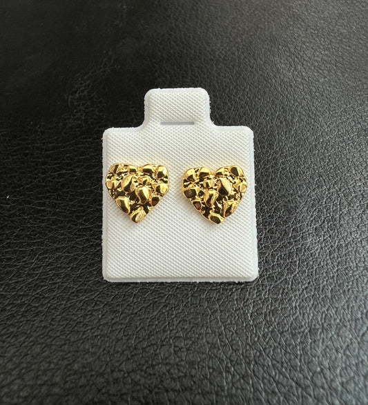 Heart Nugget Earrings Gold Plated