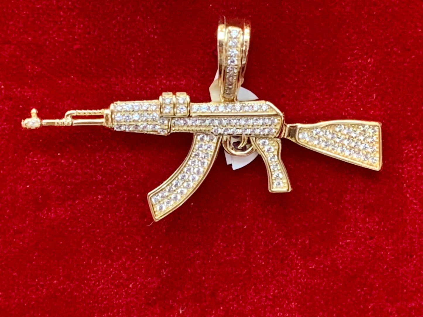 AK Iced Out Gold Plated on Sterling Silver Rhodium Plated Pendant