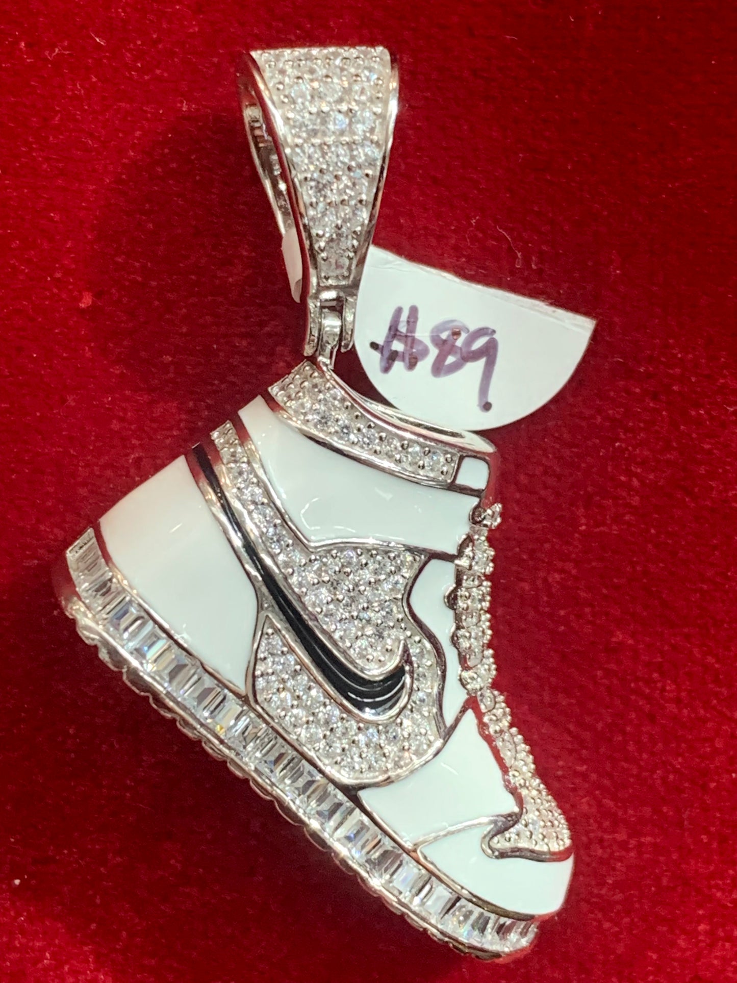 AJ1 Iced Out Sterling Silver Rhodium Plated Pendant