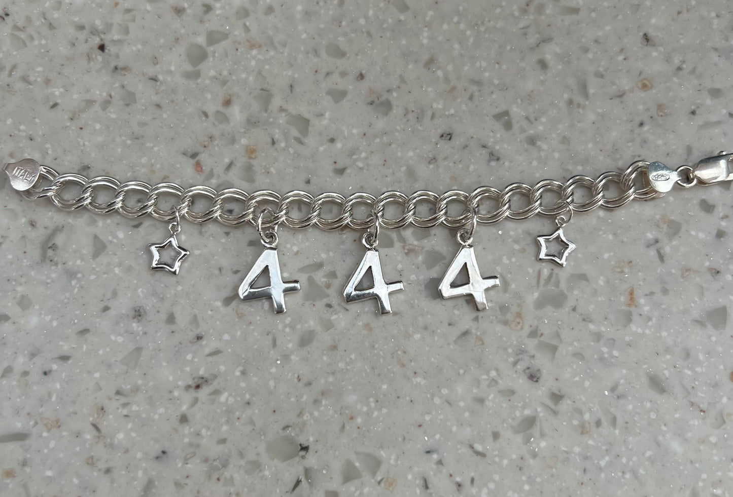 444 Angel Number Charm Bracelet 7”