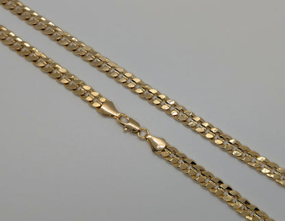 6.3mm 24" 14k Gold Plated Diamond Cut Curb Link Chain