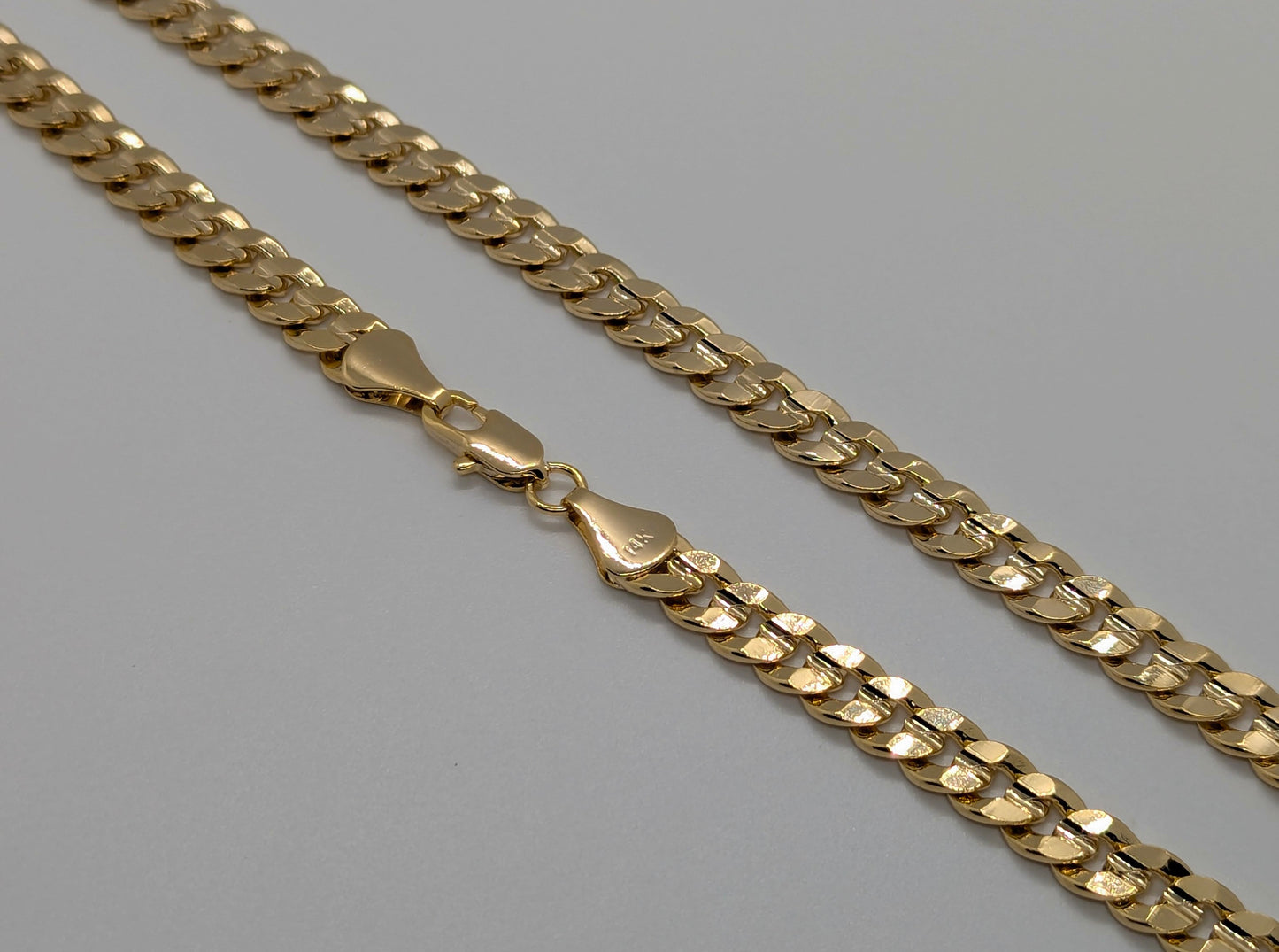 6.3mm 24" 14k Gold Plated Diamond Cut Curb Link Chain