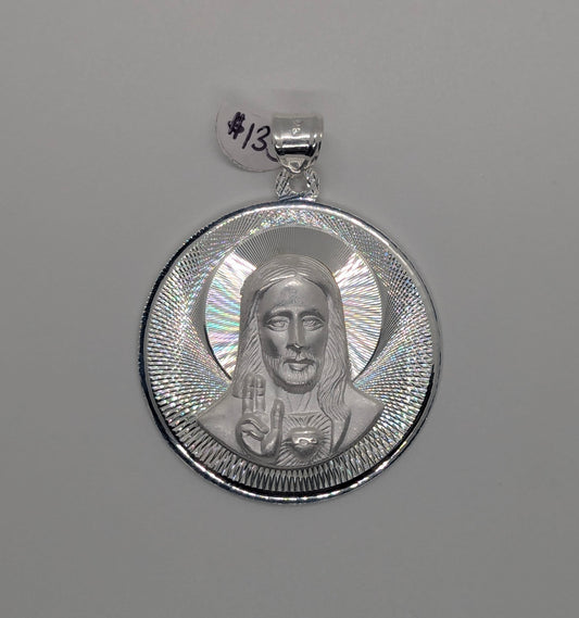 Jesus Face Medallion 925 Sterling Silver Pendant