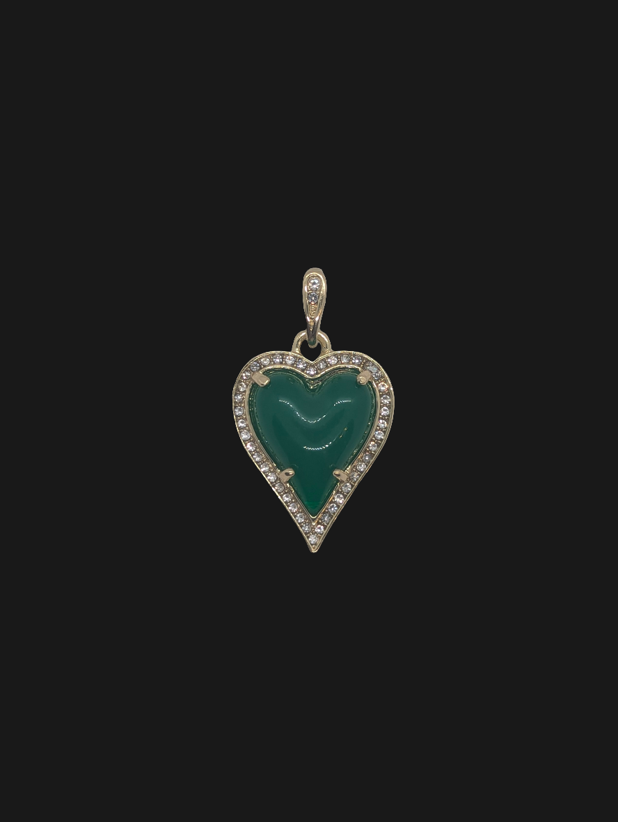 Heart with Bezel Blinged Out Gold Plated Pendant