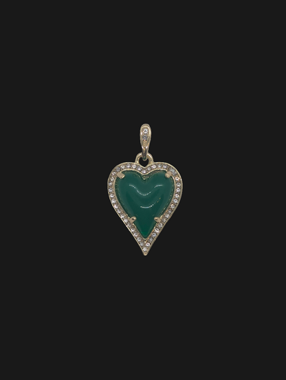 Heart with Bezel Blinged Out Gold Plated Pendant