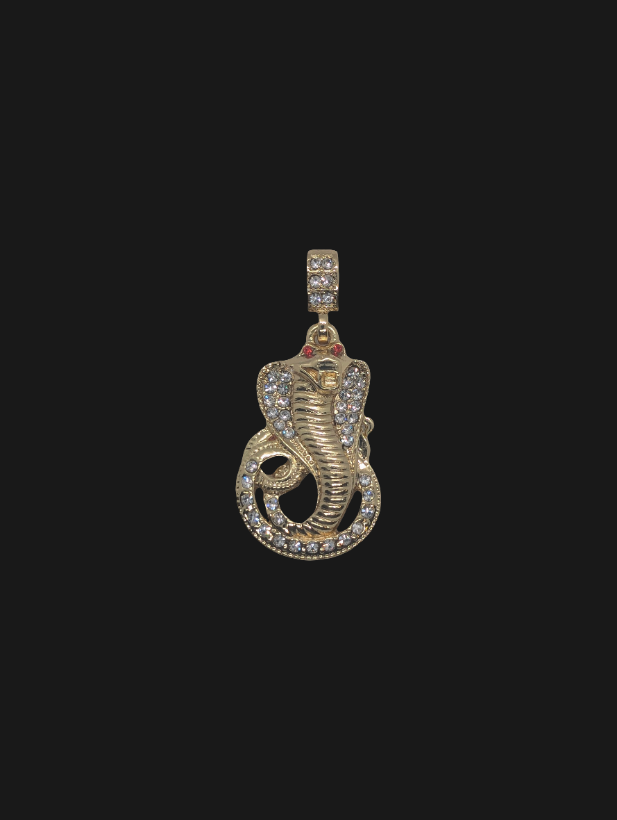 Cobra Blinged Out Gold Plated Pendant