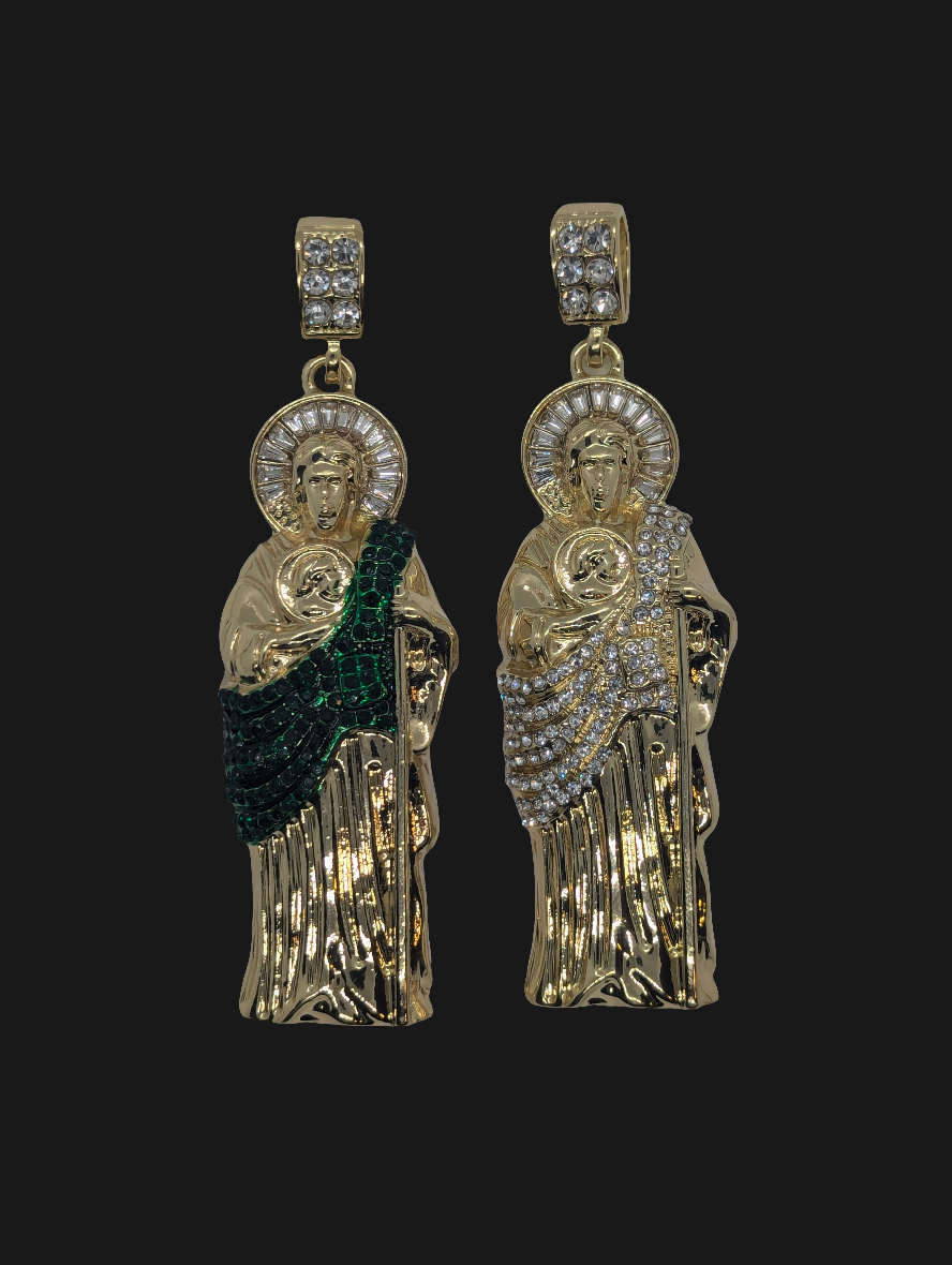 Large St. Jude Bling Gold Plated Pendant