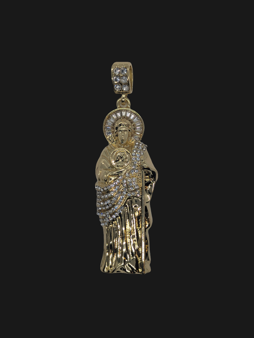 Large St. Jude Bling Gold Plated Pendant