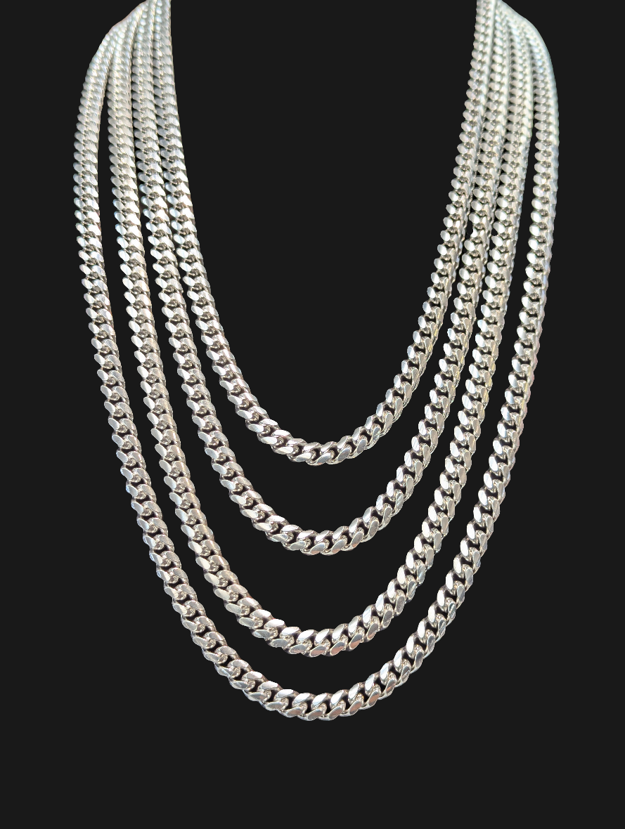 7mm Miami Cuban Link Sterling Silver Chain