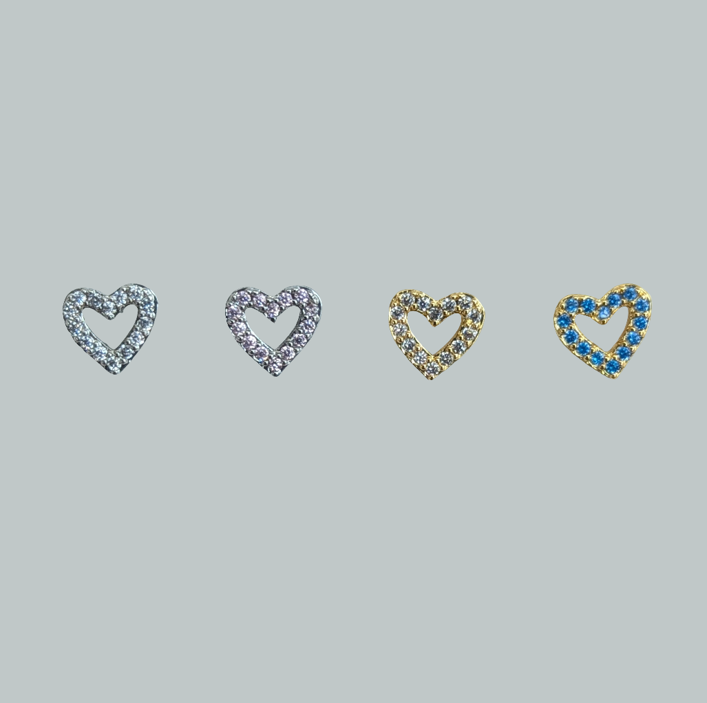 Blinged Out Open Heart L-Bent Nose Stud Surgical Steel 20g