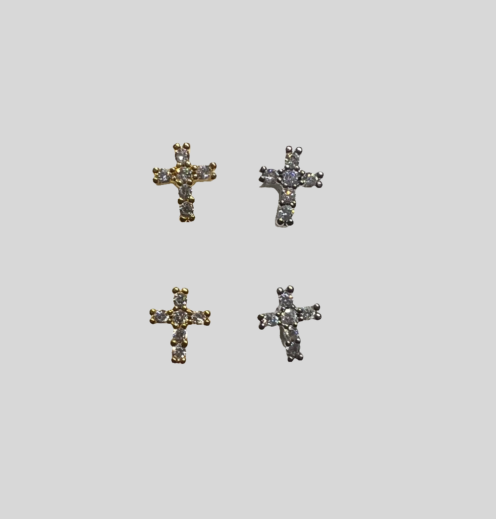 Small Bling Cross L-Bent Surgical Steel 20g