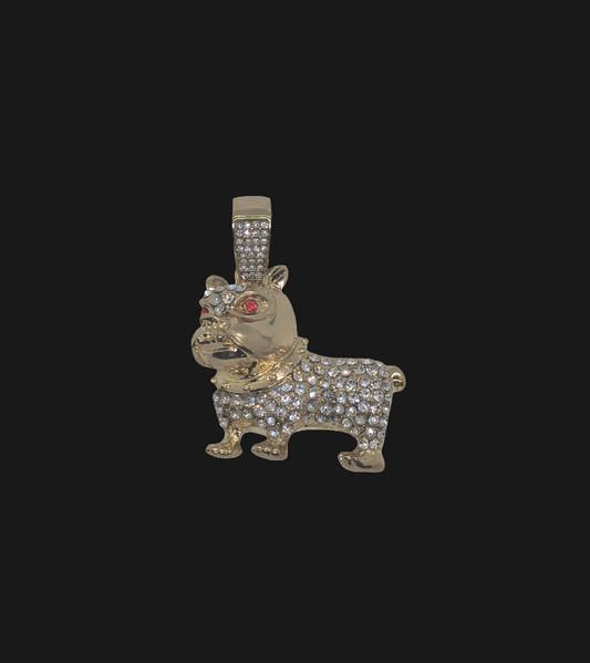 French Bulldog Blinged Out Gold Plated Pendant