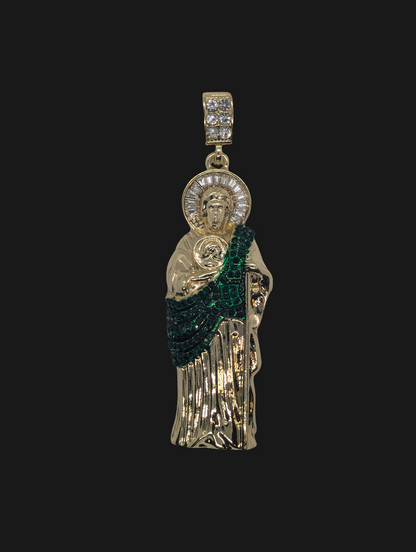 Large St. Jude Bling Gold Plated Pendant