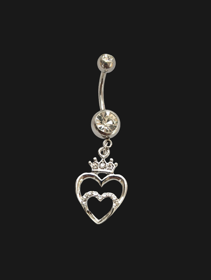 Crowned Hearts Dangle Belly Ring