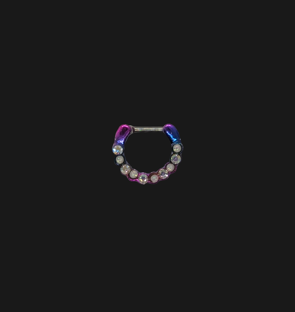 CZ and Opal Row 16g Anodized Clicker