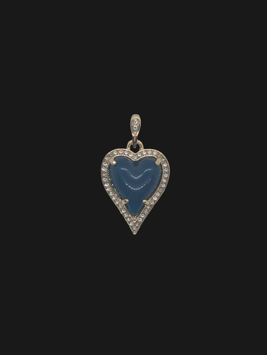 Heart with Bezel Blinged Out Gold Plated Pendant