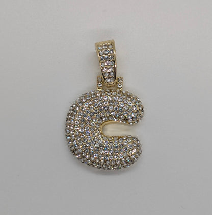 Initial Blinged Out Gold Plated Pendant