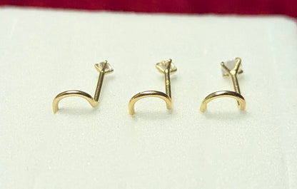 14kt Solid Gold Corkscrew Nose Ring in 20Gauge