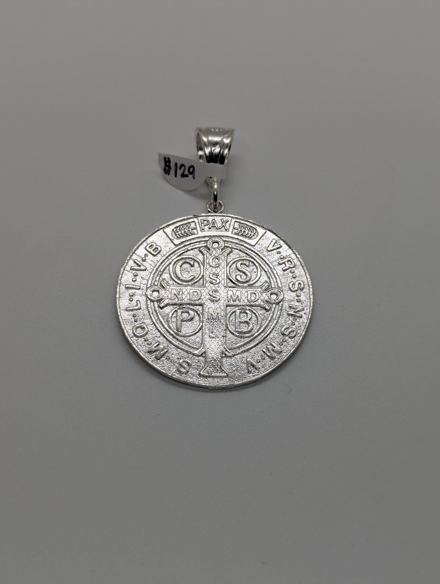 Diamond Cut St. Benedict Medallion 925 Sterling Silver Pendant - Large