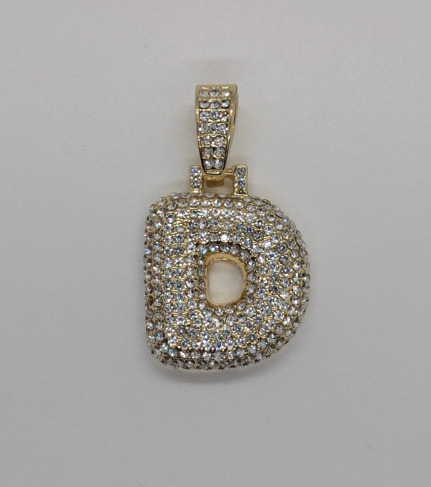 Initial Blinged Out Gold Plated Pendant