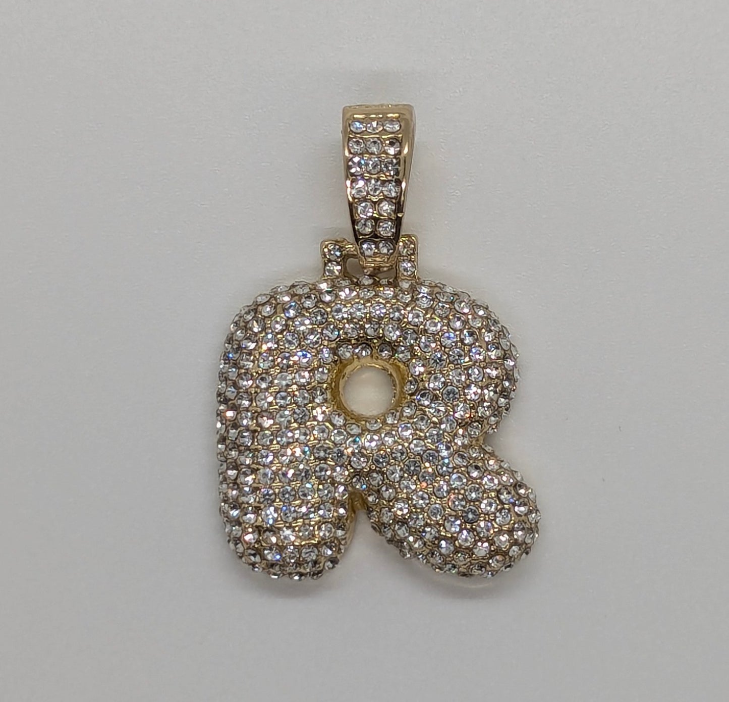 Initial Blinged Out Gold Plated Pendant