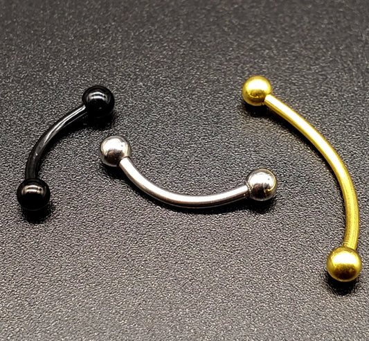 Surgical Steel Curved Barbell - Silver Gold or Black